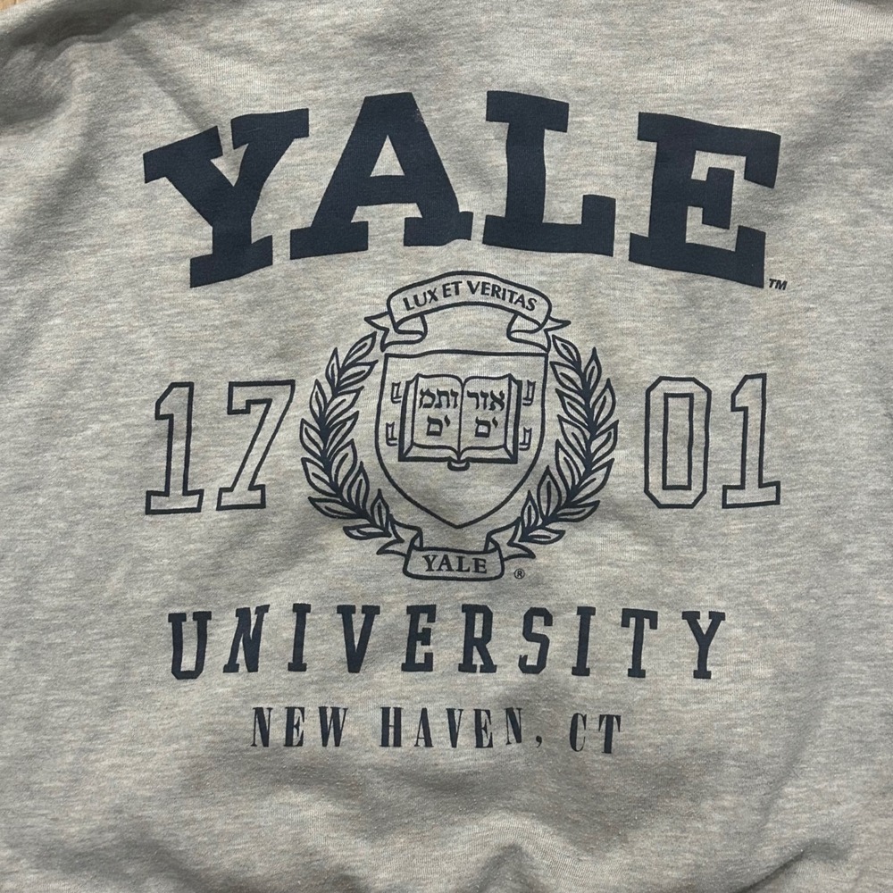 Yale University gray cropped zip up hoodie size large - Picture 6 of 8